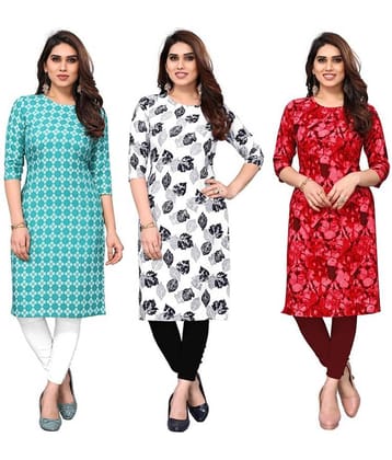 KETAKI FASHION Crepe Printed Straight Women's Kurti - Multicolor1 ( Pack of 3 )