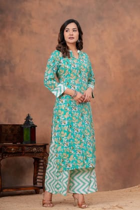 Stitched Cotton Sets Elegant Hand Block Printed Cotton Kurti Sets perfect for daily wear and festive occasions!Comfort fit | Soft breathable fabric |Pure Cotton 60*60