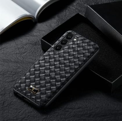 Woven Grid Premium Leather Cover-Samsung Galaxy S22