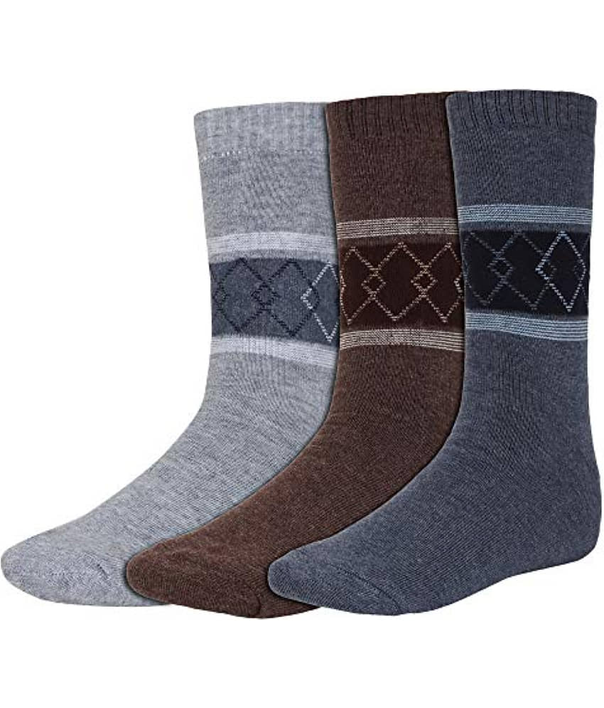 Creature - Woollen Men's Printed Multicolor Mid Length Socks ( Pack of 3 )