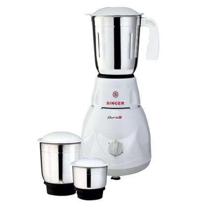 SINGER Duro Plus 500-Watt Heavy Duty Mixer Grinder For Kitchen | Stainless Steel 3 Jars-1250ML,700ML,350ML | 3 Speed Control & Pulse Switch | Shock Proof ABS | Overload Protection | 2 Years Warranty SINGER Duro Plus 500-Watt Heavy Duty Mixer Grinder For 