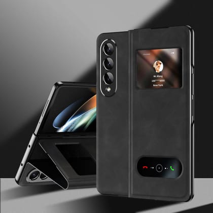 Premium Leather Smart View Flip Cover-Samsung Galaxy Z Fold 4