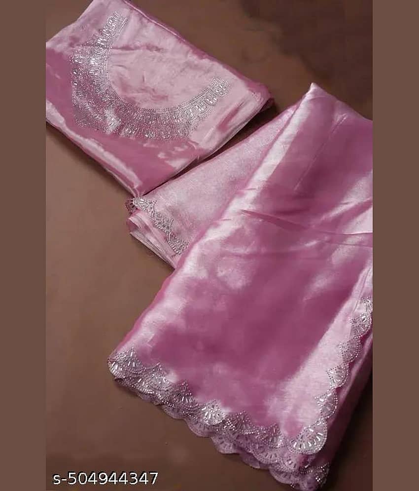 Shivadit ethnic JImmy Choo Solid Regular Saree With Unstitched Blouse Piece ( Pink )
