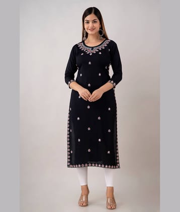 Kapadia - Black Rayon Women's Straight Kurti ( Pack of 1 )