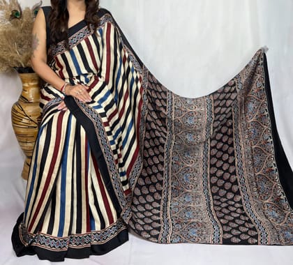 Ajrakh Print Modal Silk Style 15-Ajrakh Print