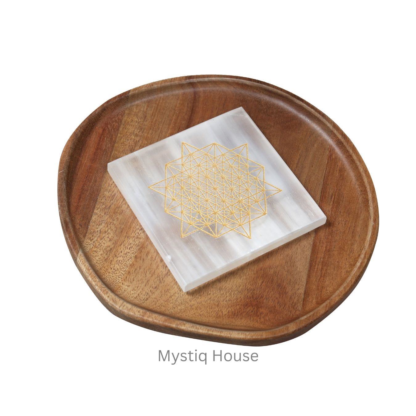 Flower Of Life Selenite Charging Plate-Approx 90-100gms