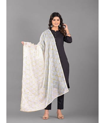 Apratim White Cotton Blend Women's Dupatta - ( Pack of 1 )