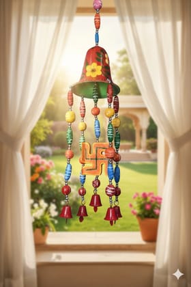 Icrafts Handmade Wooden Bell Jhumar Eco Friendly Decorative Hanging 45.72 x 45.72 x 10.16 cm