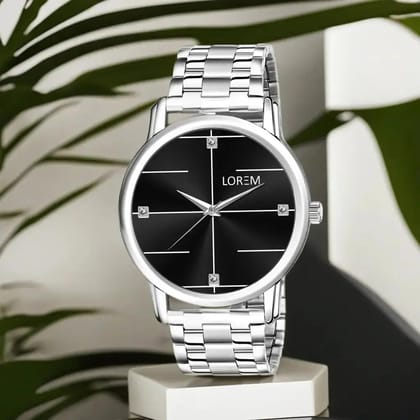 LOREM Black Standard Analog Watch For Men LR118