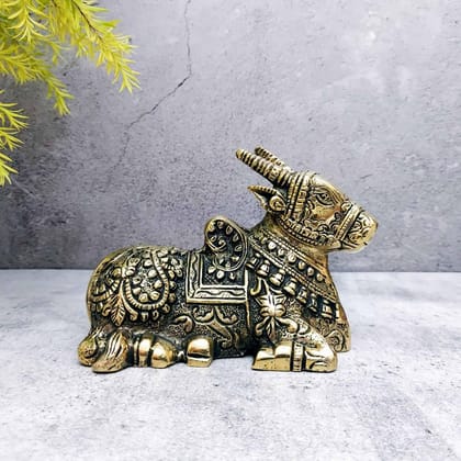 Brass Nandi - 4 inch Height | Sacred Brass Nandi Idol for Worship Brass Nandi - 4 inch Height | Sacred Brass Nandi Idol for Worship