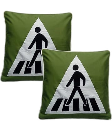 HUGS N RUGS Set of 2 Cotton Graphic Square Cushion Cover (40X40)cm - Multi