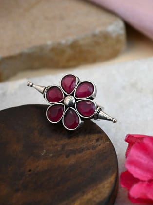 Oxidized Floral Adjustable Finger Rings – Party-Ready Elegance | Sarichka-Red