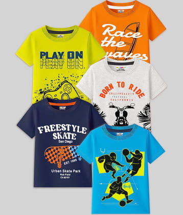 Kuchipoo Pack of 5 Boys Cotton Blend T-Shirt ( Multicolor 15 )