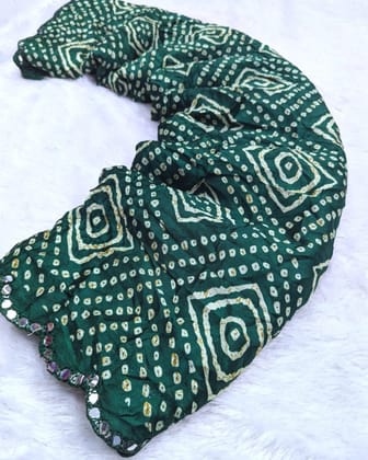 Bandhani print in moss silk