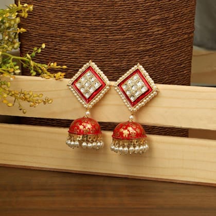 Gold-Toned Square Jhumkas Earrings