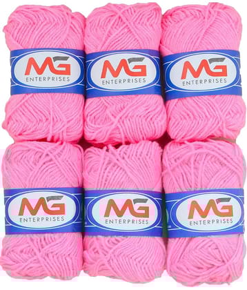 Wool Pink (6 pc) M.G  Wool Ball Hand Knitting Wool/Art Craft  Fingering Crochet Hook Yarn, Needle Knitting Yarn Thread Dyed