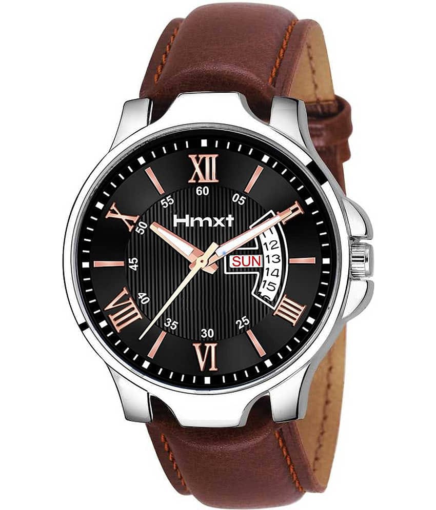 HMXT Brown Leather Analog Men's Watch