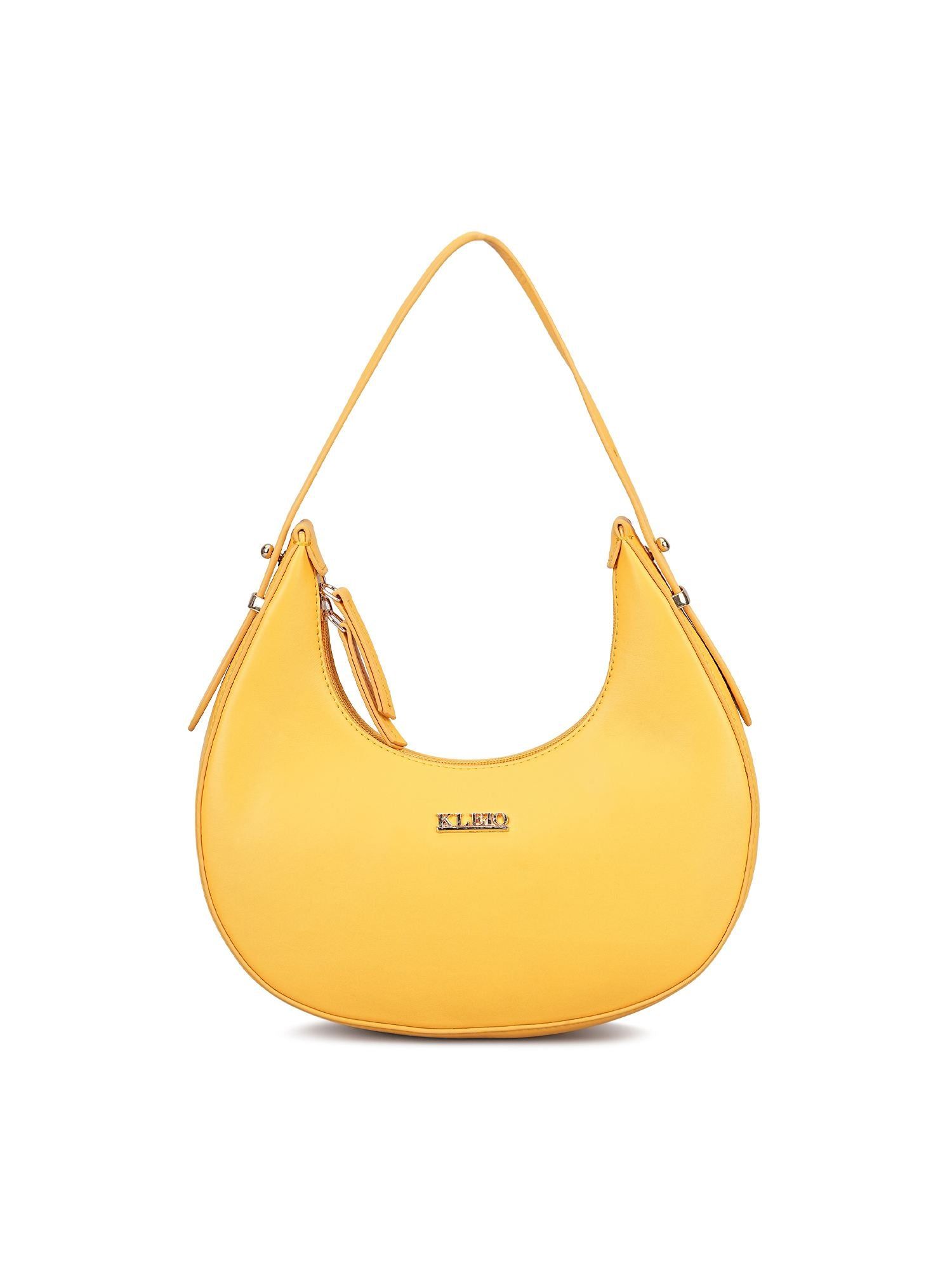Crescent Vegan Shoulder Bag (M)-Mustard