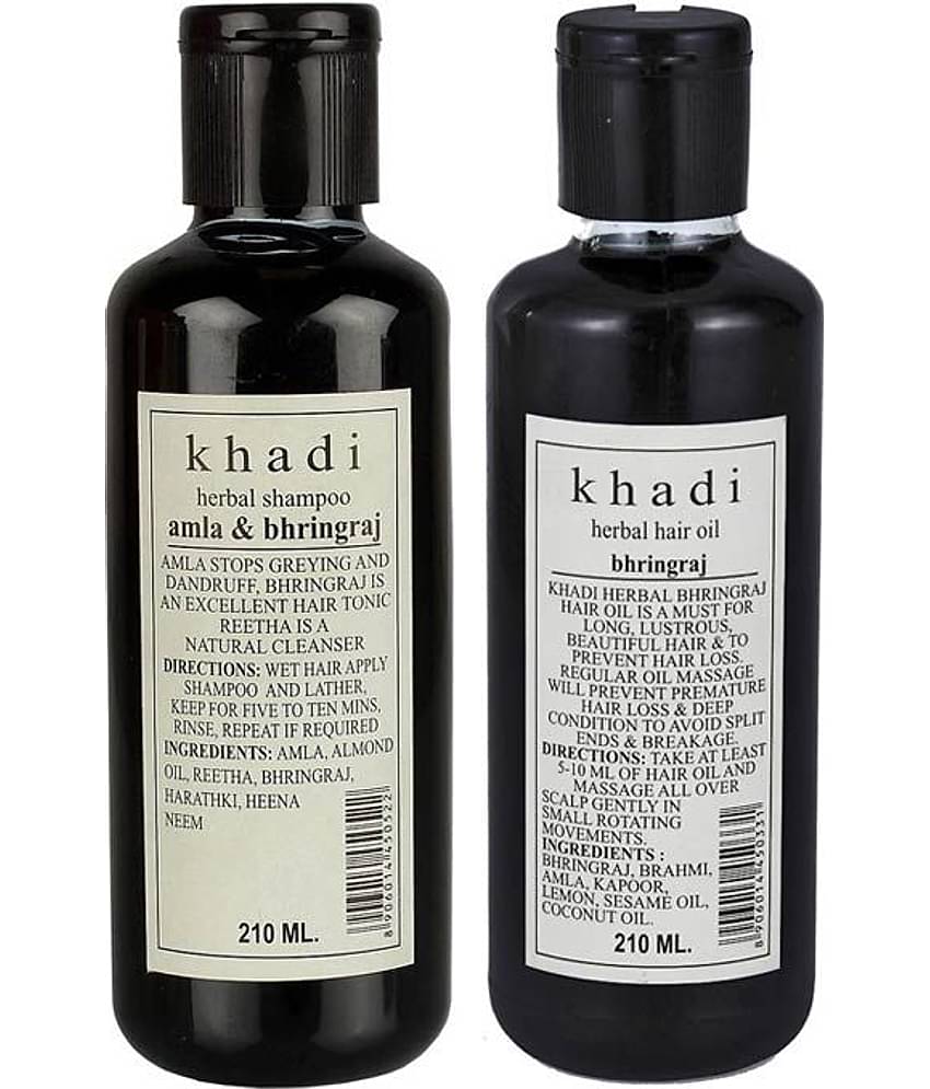 Khadi bhringraj herbal hair oil &  Khadi Herbal Amla & Bhringraj Shampoo Combo 210Ml each