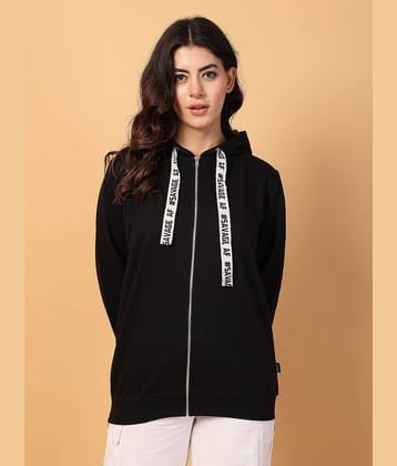 Rigo Women Fleece Hooded Sweatshirt For ( Black )