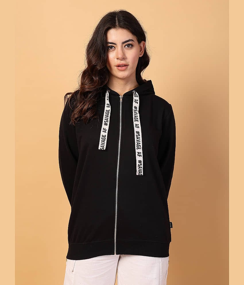 Rigo Women Fleece Hooded Sweatshirt For ( Black )