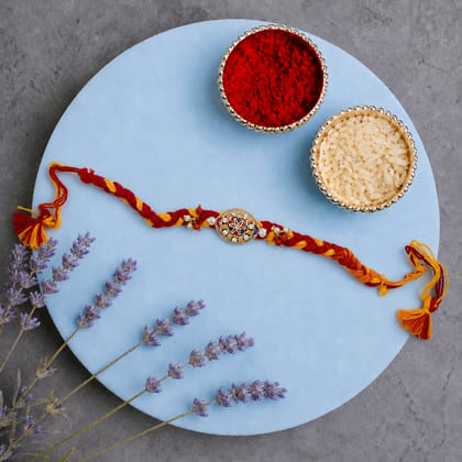 Traditional Kundan Motif Rakhi