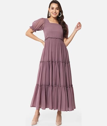 ALL WAYS YOU Women Georgette Solid Gown ( Purple )