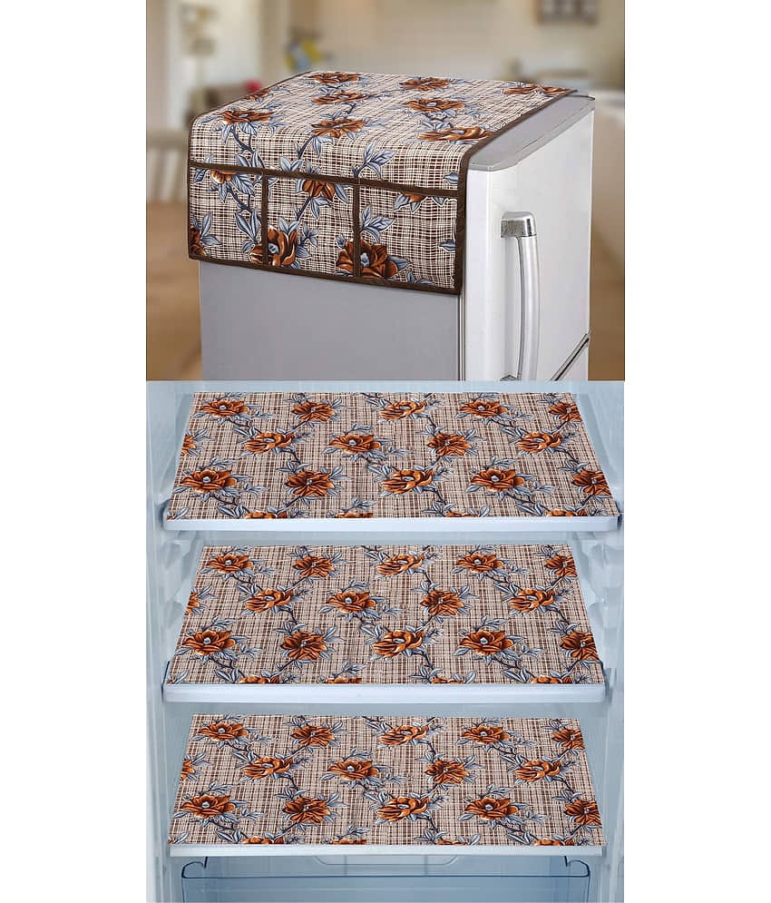 E-Retailer Set of 4 PVC Brown Fridge Top Cover