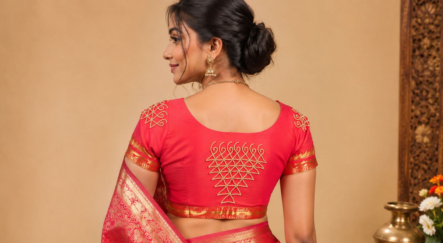 Handcrafted Aari Embroidered Saree Blouse | Designer Women's Ethnic Wear.
