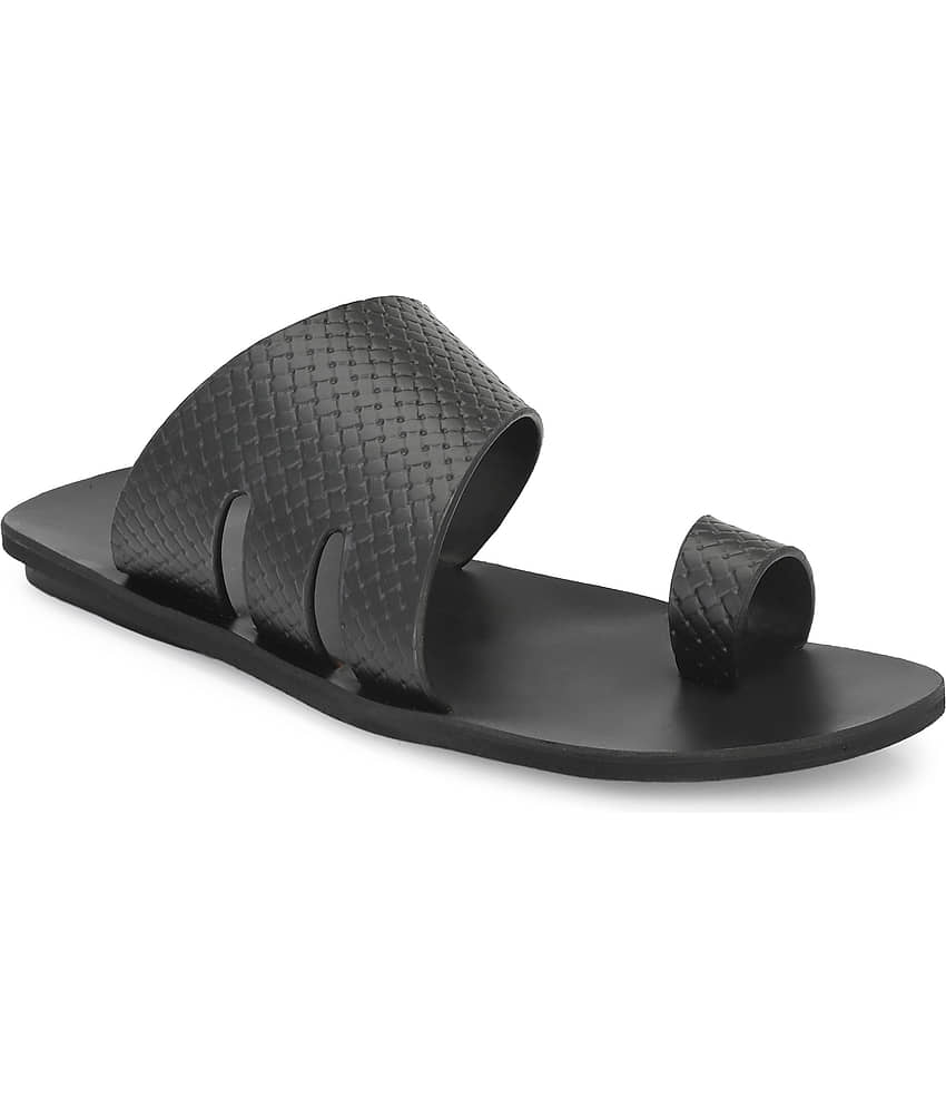 Leeport - Black Men's Leather Slipper