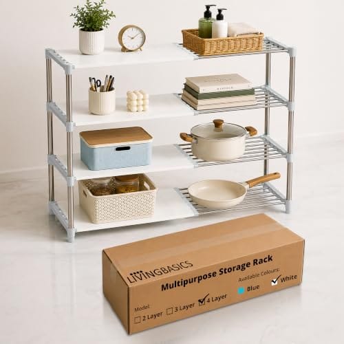 LIVINGBASICS 4 Layer, Expandable Multipurpose Rack