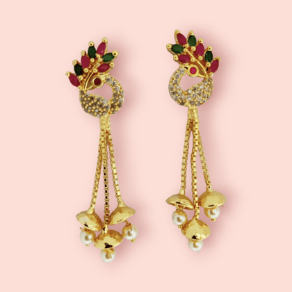 Opulent Amethyst Glam Earrings-Red-Green-White / Gold Plated