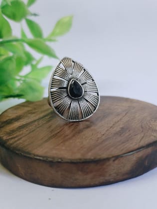 Silver Replica Adjustable Finger Rings for Everyday Style | Sarichka-Black