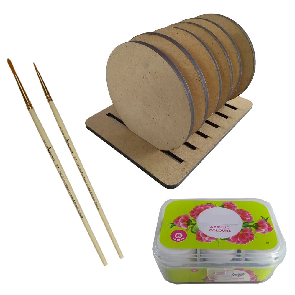 Pop Art on Round Tea Coasters with stand DIY Kit by Penkraft