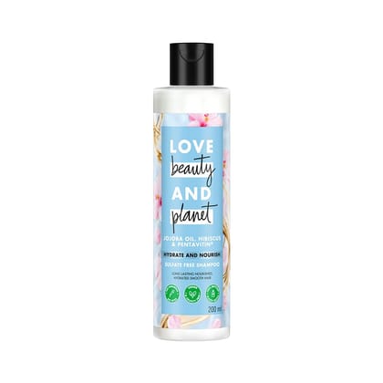 Love Beauty And Planet Jojoba oil, Hibiscus & Pentavitin Hydrate & Nourish Sulfate Free Shampoo 200ml Love Beauty And Planet Jojoba oil, Hibiscus & Pentavitin Hydrate & Nourish Sulfate Free Shampoo 200ml - 200 ml (Pack of 1)