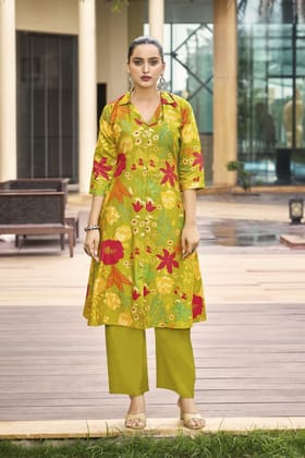 Yellow Cord Set in Soft Cotton with Stylish Printed Patterns-YELLOW / XL
