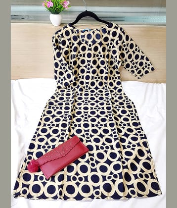 Ethnic Basket Pack of 1 Crepe Printed Straight Women's Kurti - ( Black )