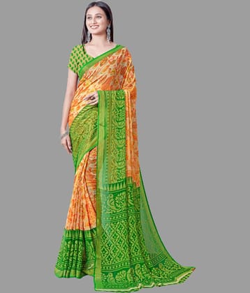 Sanwariya Silks Brasso Printed Saree With Unstitched Blouse Piece ( Green )