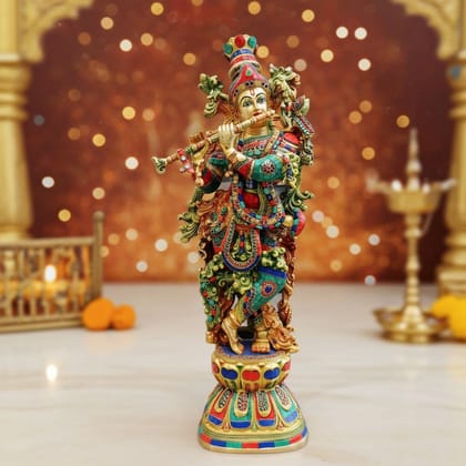 Brass Showpiece Krishna Ji God Idol Statue (BSMAS1676 K)