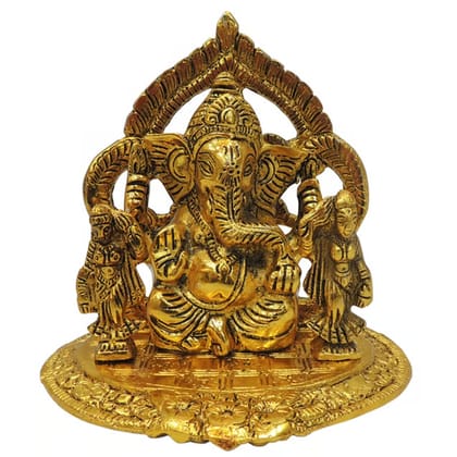 Aluminium Showpiece Ganesh Ji Statue, Height : 5.7 Inch (ASMAS478 G)