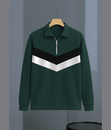 Try This Cotton Blend Polo Collar Men's Sweatshirt - Green ( Pack of 1 )