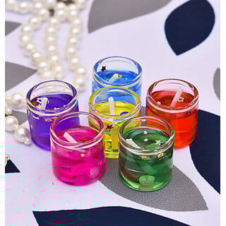 (Pack of 6) Multicolor Gel Tealight Candles - Long Burn Time, Perfect for Diwali Home Decoration