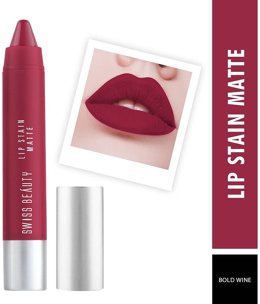 Swiss Beauty Lip Stain Matte Lipstick Lipstick (Russian Red), 3.4gm
