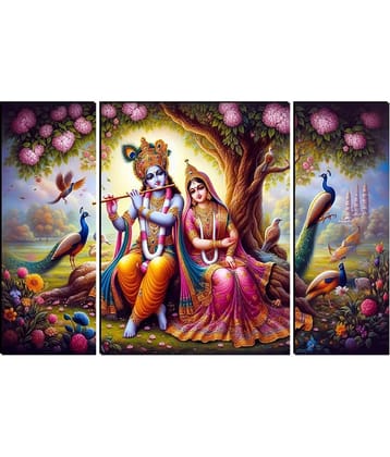 MahiArt Set Of 3 Radha Krishna Wall Paintings For Living Room Gift Items 12 x 18 inch