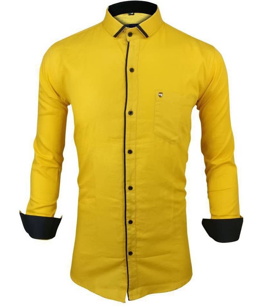 X-men 100 Percent Cotton Yellow Solids Shirt