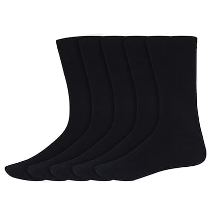 VOICI FRANCE - Premium Formal Black Color Cotton Blend Socks Full length (Black, 10)