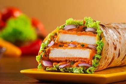 Spicy Paneer Burger Wrap. Spicy Paneer Burger Wrap.
