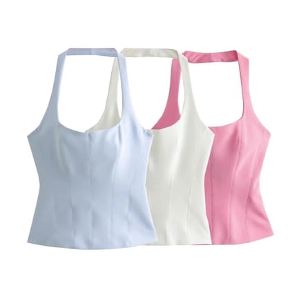 Etude halter neck top-Blue / XS