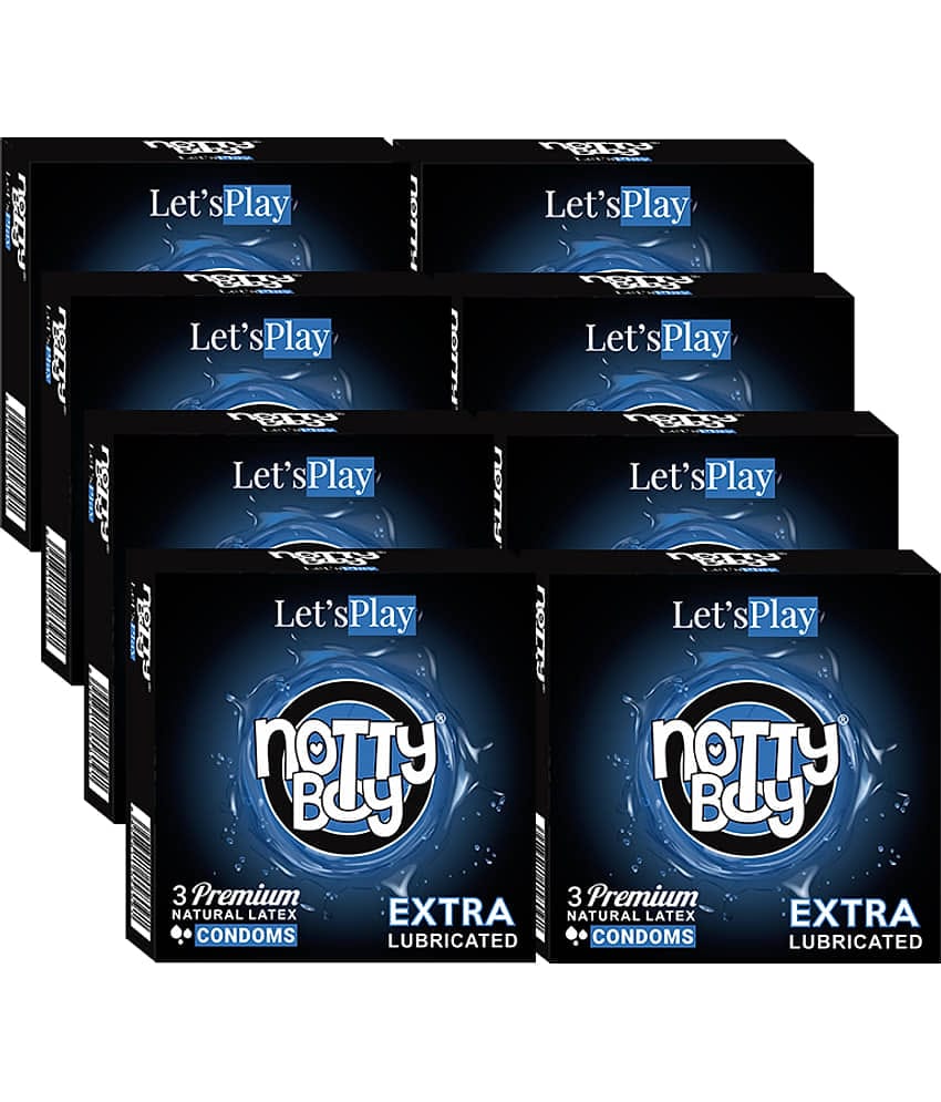 NottyBoy Extra Lubricated Lets Play Condoms Combo Pack -(8 Pack, 24Pcs)
