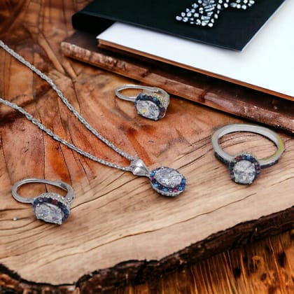 92.5 Sterling Silver Chain Necklace with Earrings